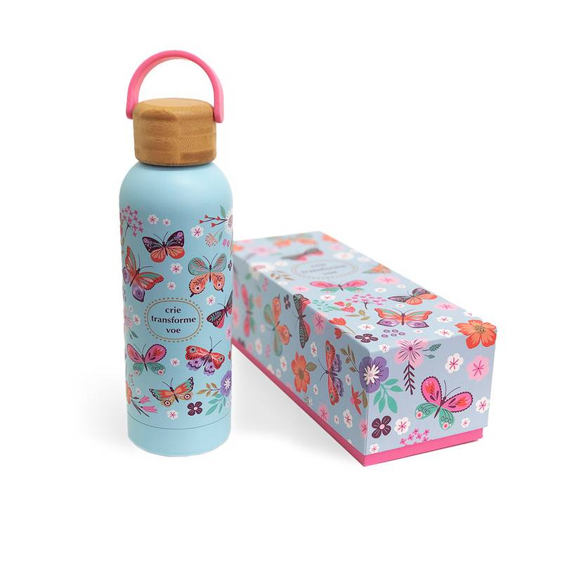 Garrafa térmica 500ml Borboletas no Jardim - Imagem 2