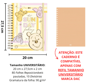 Caderno Smart Universitário 10 Divisórias Ursinho Pooh 80 fls - DAC